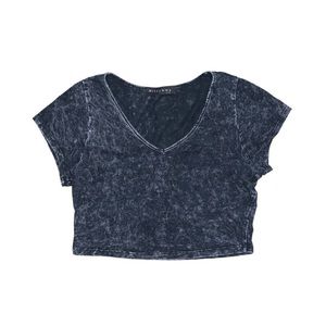 Milkyway‎ Short Sleeve Crop Top Women's Size Medium  Black Grey Acid Wash Shirt